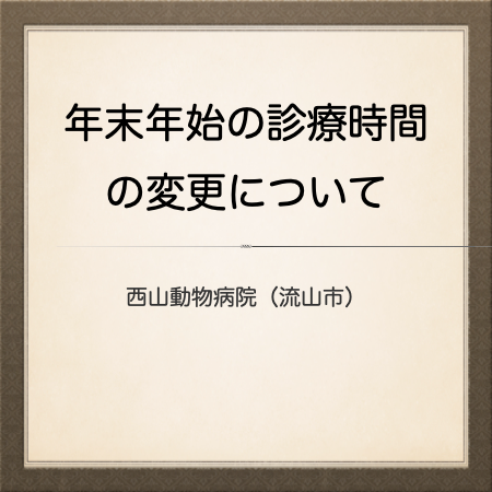 年末年始の診療時間の変更について
